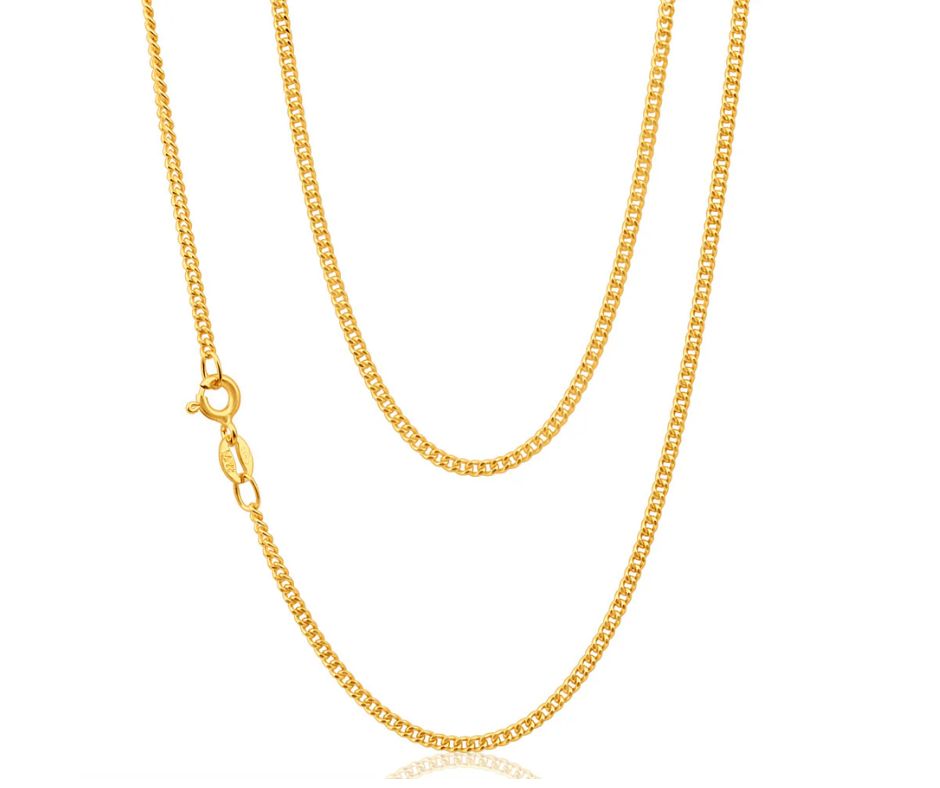 Curb Link 2L Chain in 9kt Yellow, White & Rose Gold