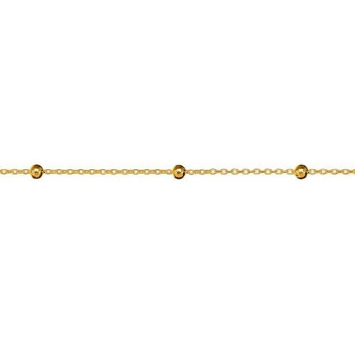 Rolo Beaded Chain in 9kt Yellow, White & Rose Gold