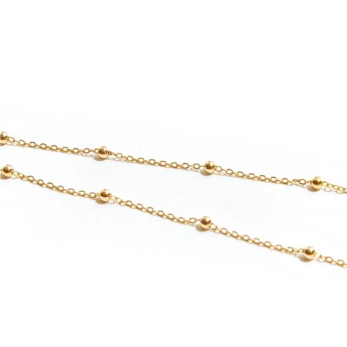 Rolo Beaded Chain in 9kt Yellow, White & Rose Gold