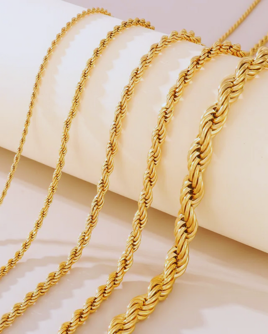 Rope Chains & Bracelets Lightweight in 9kt Yellow, White & Rose Gold