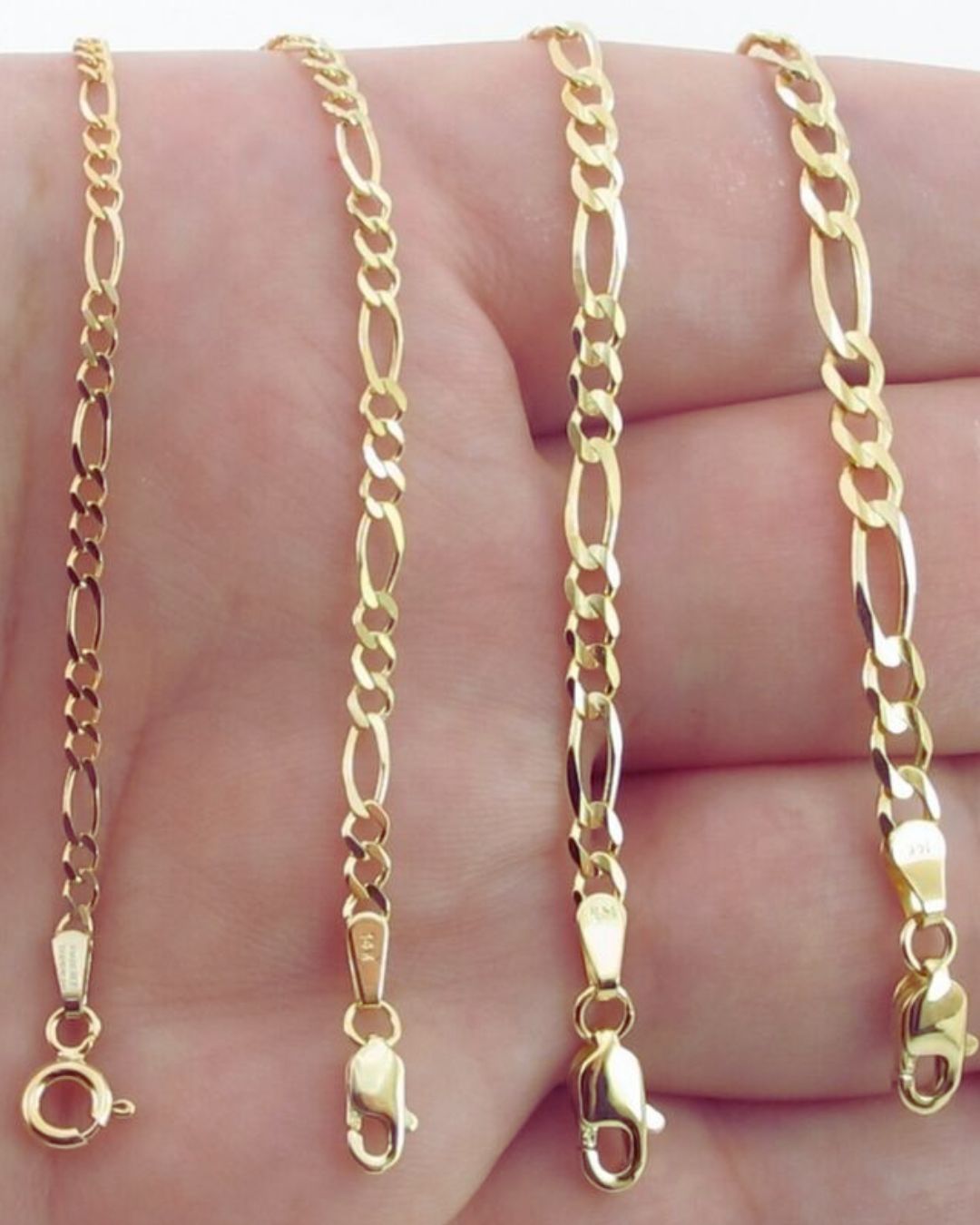 Figaro Link Chains & Bracelets in 9kt Yellow Gold