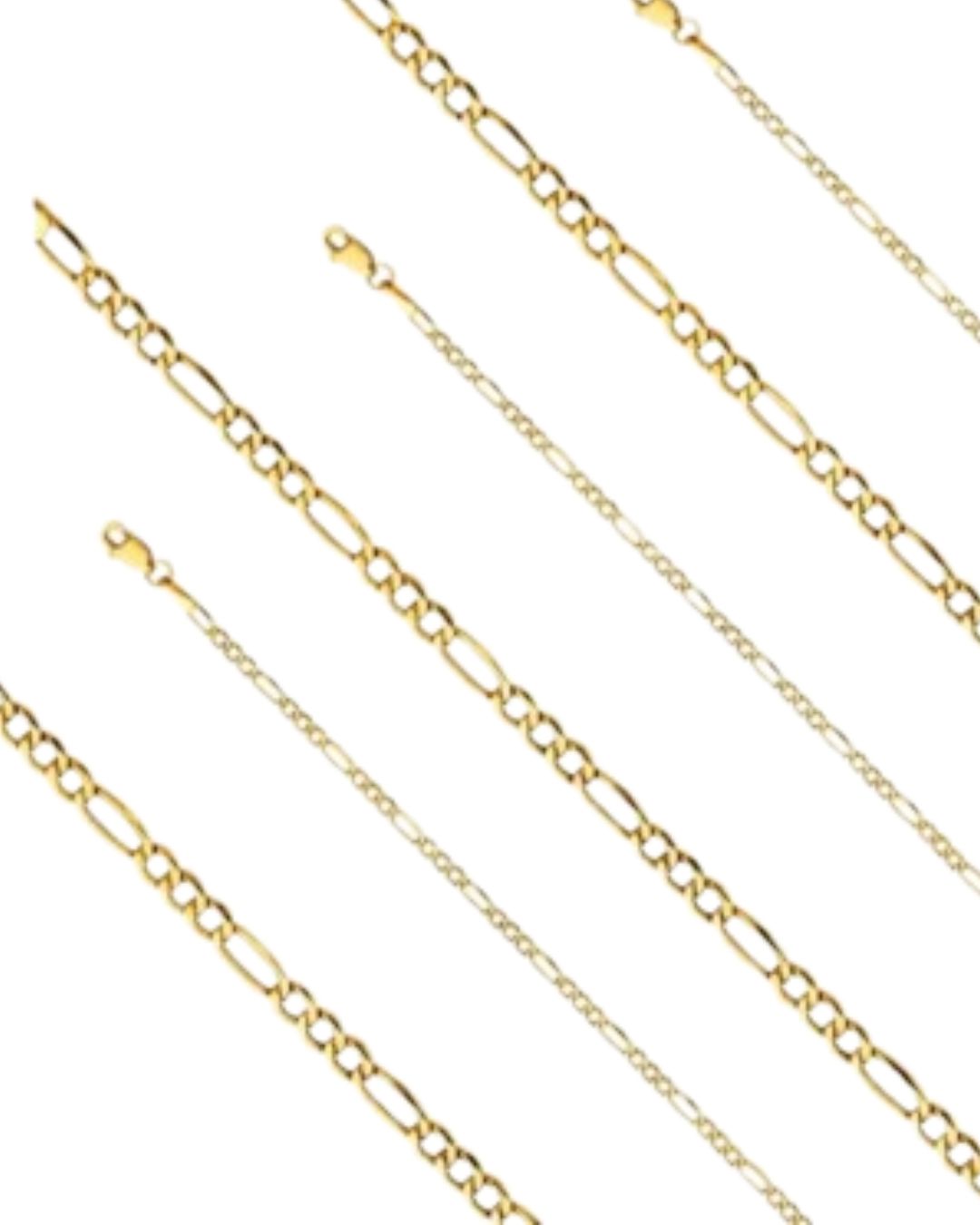 Figaro Link Chains & Bracelets in 9kt Yellow Gold