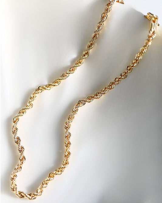 Solid Rope Link Chain in 9kt Yellow, White & Rose Gold I 1.4mm