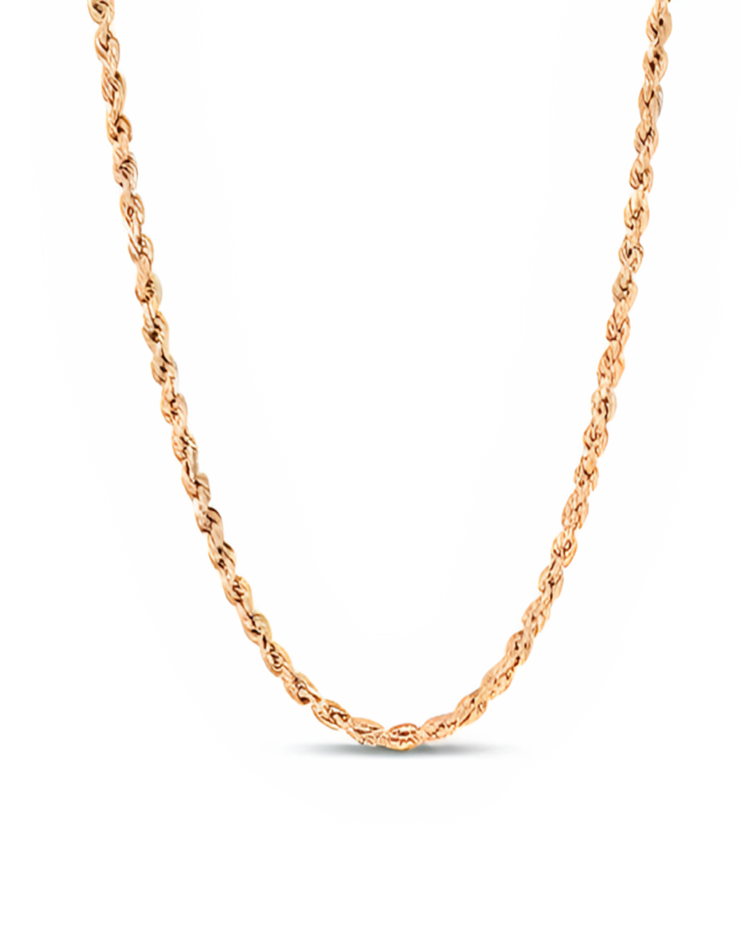 Solid Rope Link Chain in 9kt Yellow, White & Rose Gold I 1.4mm