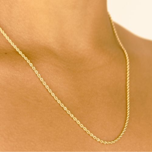 Solid Rope Link Chain in 9kt Yellow, White & Rose Gold I 1.4mm